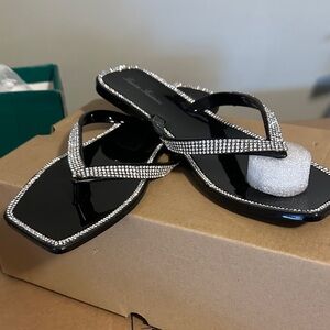 Lauren Lorraine Black Sandals with Silver Accents